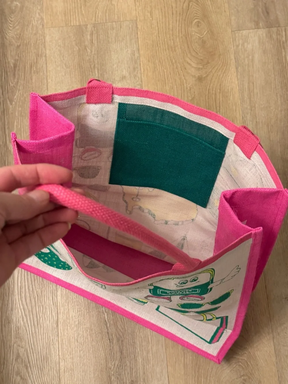 Masters Tote Bag with Pink Trim and Green/Yellow Graphics